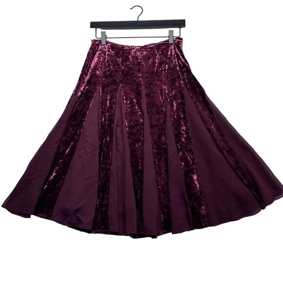 Tahari Arthur Levine Whimsigoth Y2K Velvet Sheer A-Line Skirt Size 4 Burgundy - Picture 1 of 12